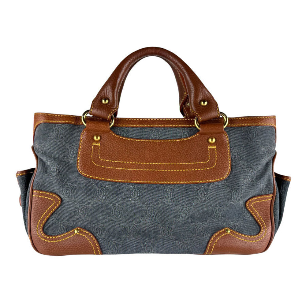 Celine Boogie Bag handbag denim leather brown blue